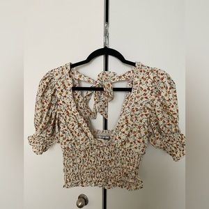 Floral puff sleeve blouse